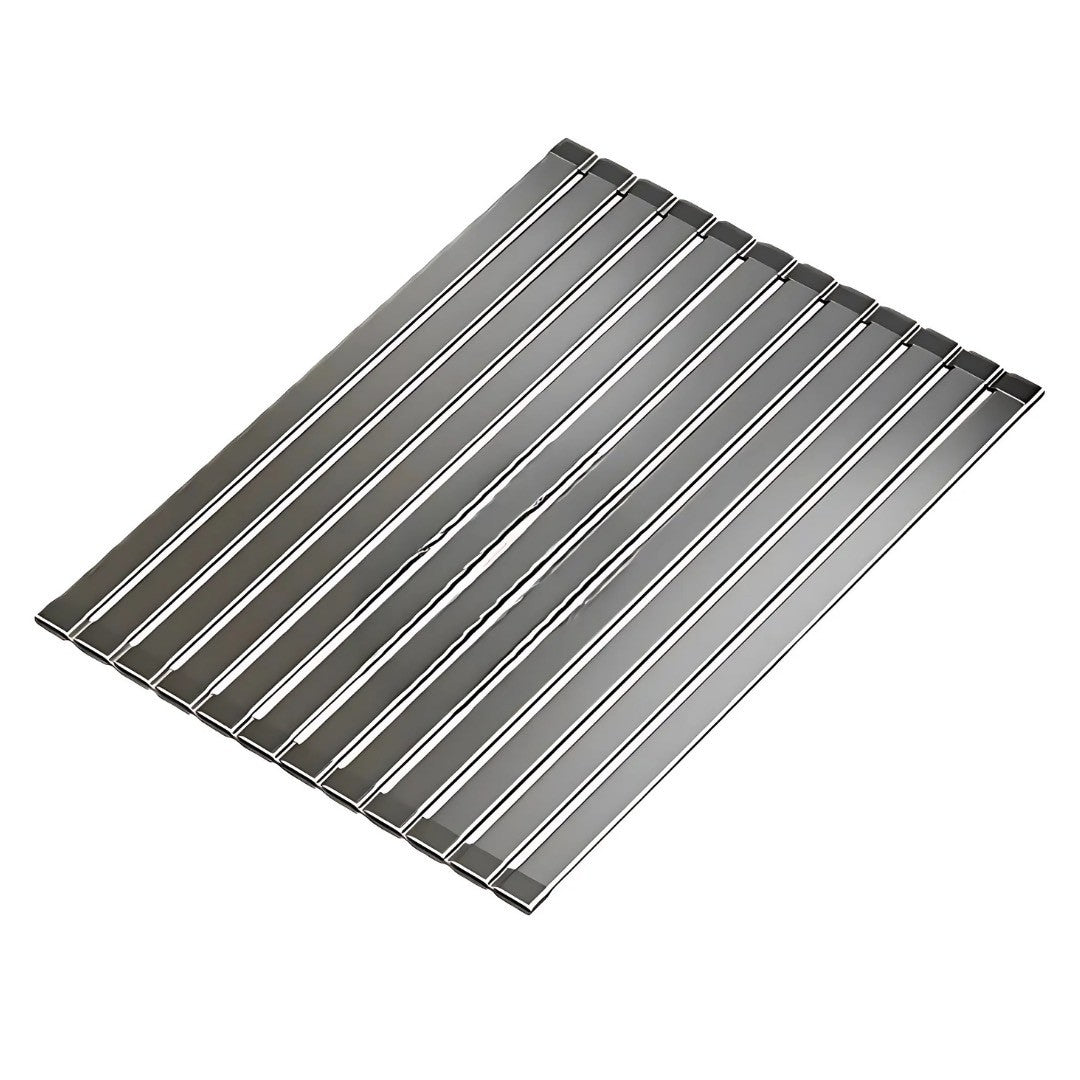 【水切りも平掛も、自由に使える】Foldrack – ロール型ステンレス水切りラック さっと広げて、さっと使い終われる