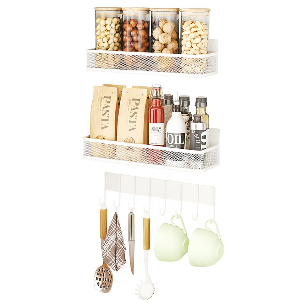 【貼って整う、映える2段収納】Wallista – マグネット式キッチンラック3点セット